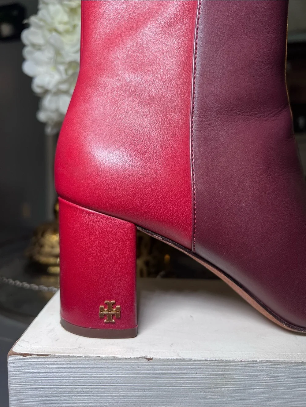 Tory Burch Brooke Two-Tone Block Heel Bootie Size 6